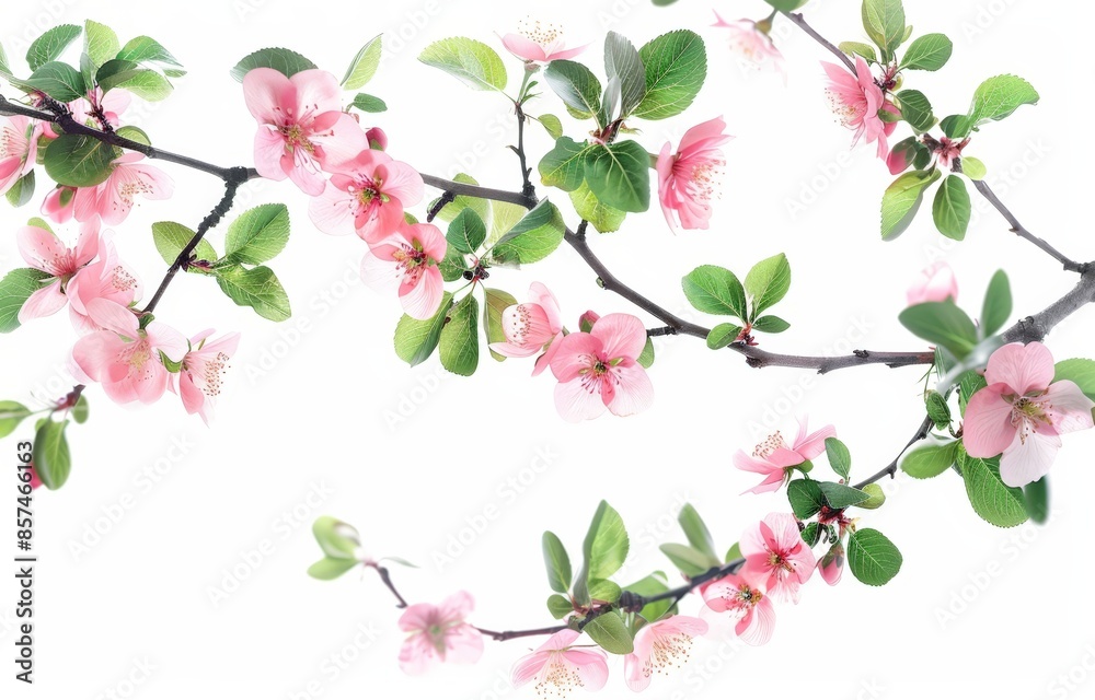 Blossom Branch Illustration, Cherry Blossoms Print, Tree Flowers Background, Floral Quotations Wall Art