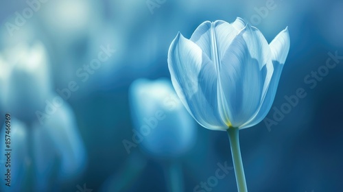 Macro tulip on blurred background for postcard Blue tone #857466969