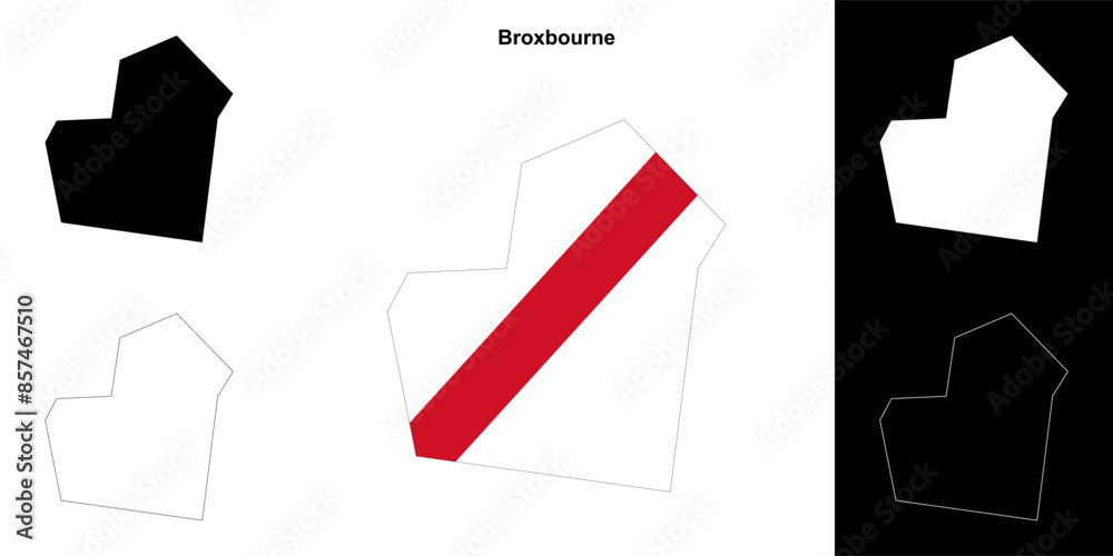 Broxbourne blank outline map set Broxbourne blank outline map set