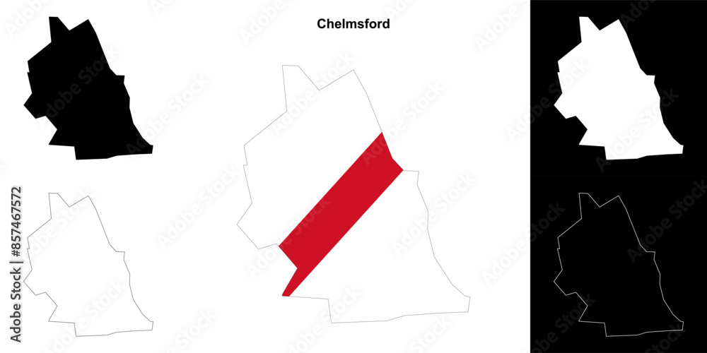 Chelmsford blank outline map set Chelmsford blank outline map set
