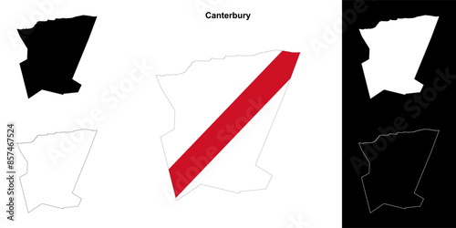 Canterbury blank outline map set photo