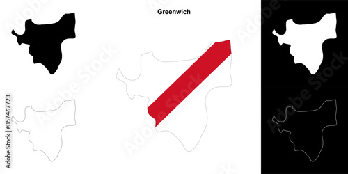 Greenwich blank outline map set