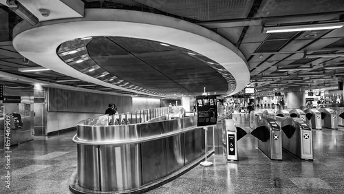 Photography Singapore - August 19, 2023: Modern subway station in Singapore