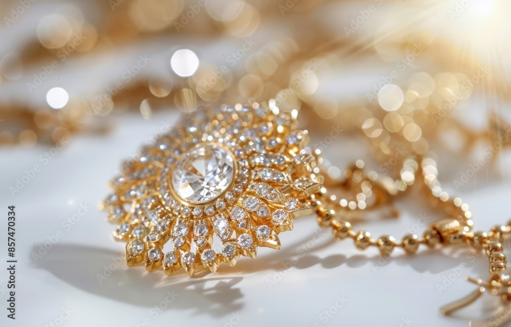 Elegant Diamond Necklace with Lace Pattern Detail Elegant Diamond Necklace with Lace Pattern Detail
