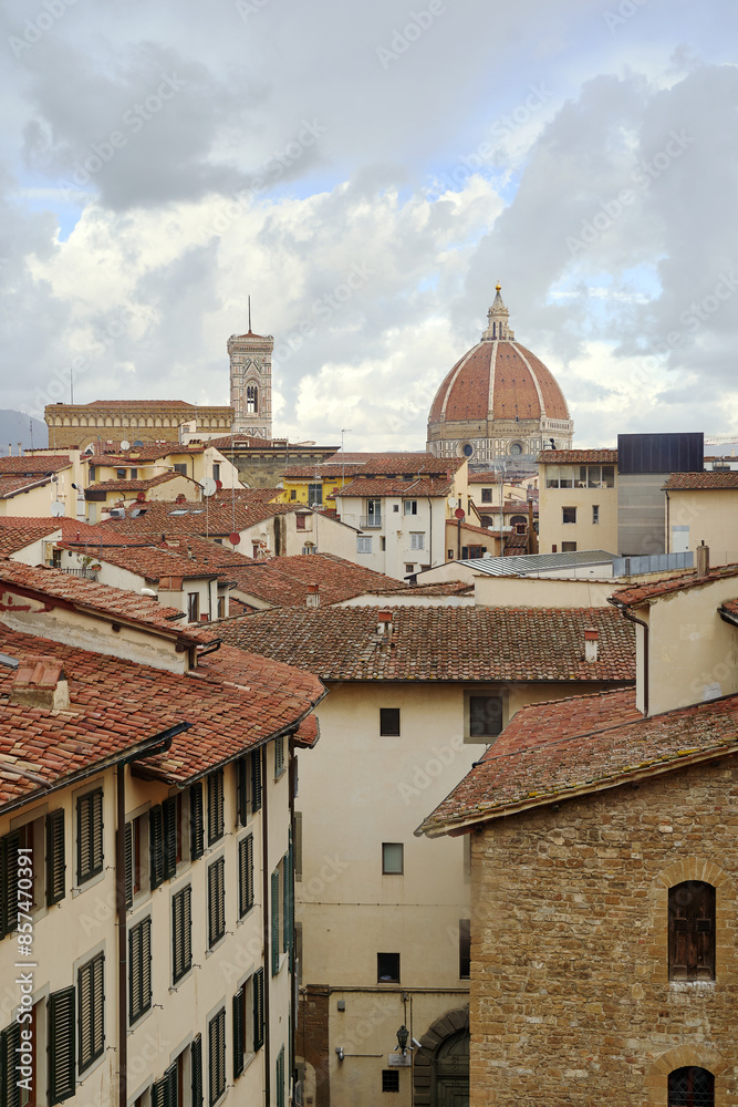 View of Florence, Italy over the tiled roofs