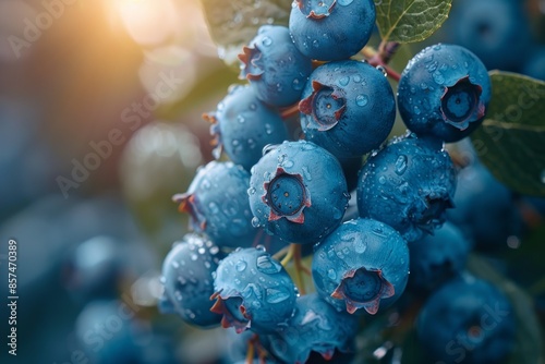 Branch of blueberry berries