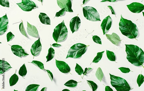 Fresh Green Leaves Pattern Background