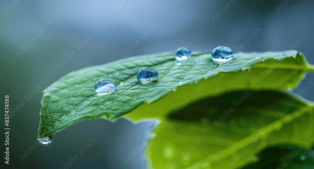 Droplets of Rain on a Plant Leaf Droplets of Rain on a Plant Leaf