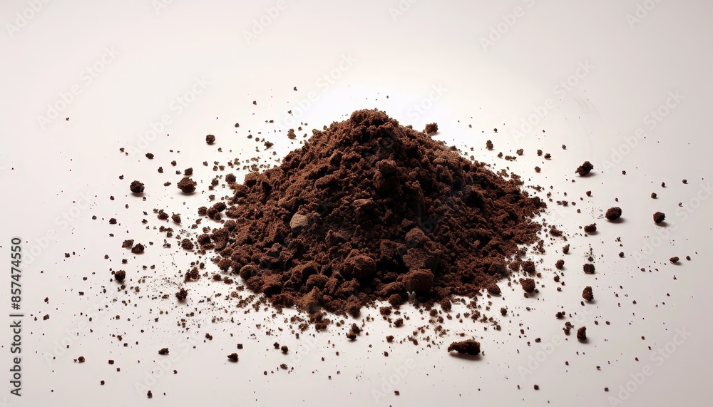 Close-up of a small pile of dark brown powder, possibly cocoa or chocolate. Close-up of a small pile of dark brown powder, possibly cocoa or chocolate.