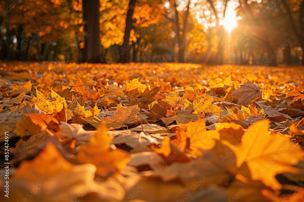 Autumn Sunlight Bathing a Leaf-Laden Yard Autumn Sunlight Bathing a Leaf-Laden Yard