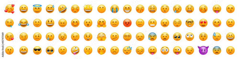 Fototapeta premium Emoji vector icons. Emoji collection. Smileys, Emoticons set.