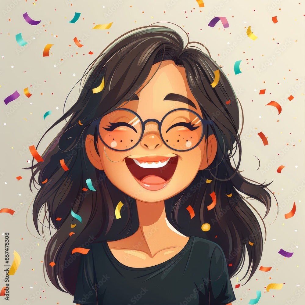 Happy Girl Celebrating with Confetti Generative AI Happy Girl Celebrating with Confetti Generative AI