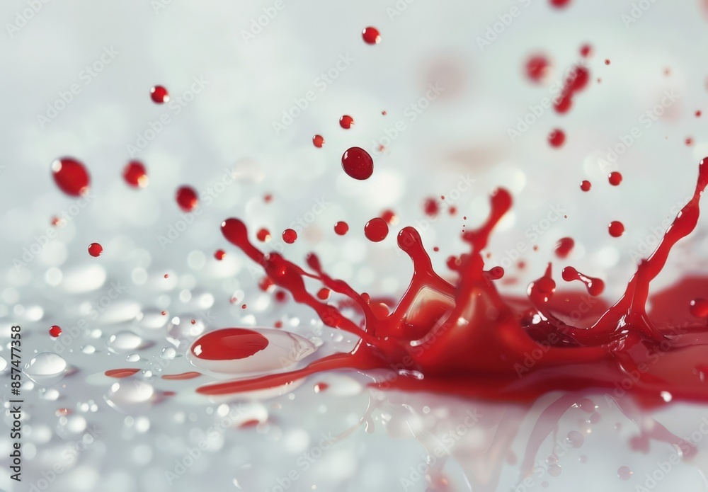 Vivid Red Splatter on White Background Vivid Red Splatter on White Background