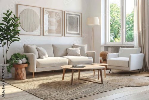 Elegant Living Room Design with Modern Furniture and Area Rug