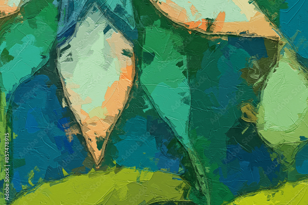 Naklejka premium Oil paintings and various flowers, cats, dogs, tulips, lotus leaves, and lotus flowers are beautiful