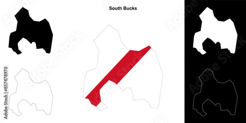 South Bucks blank outline map set