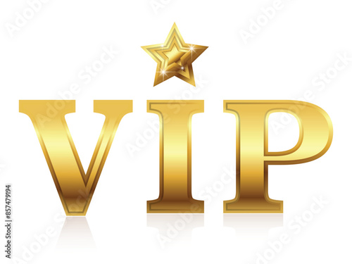 Golden symbol of exclusivity, the label VIP. Very important person - VIP icon with the star. Sign of exclusivity with bright, Golden glow. Template for vip banners or card.
