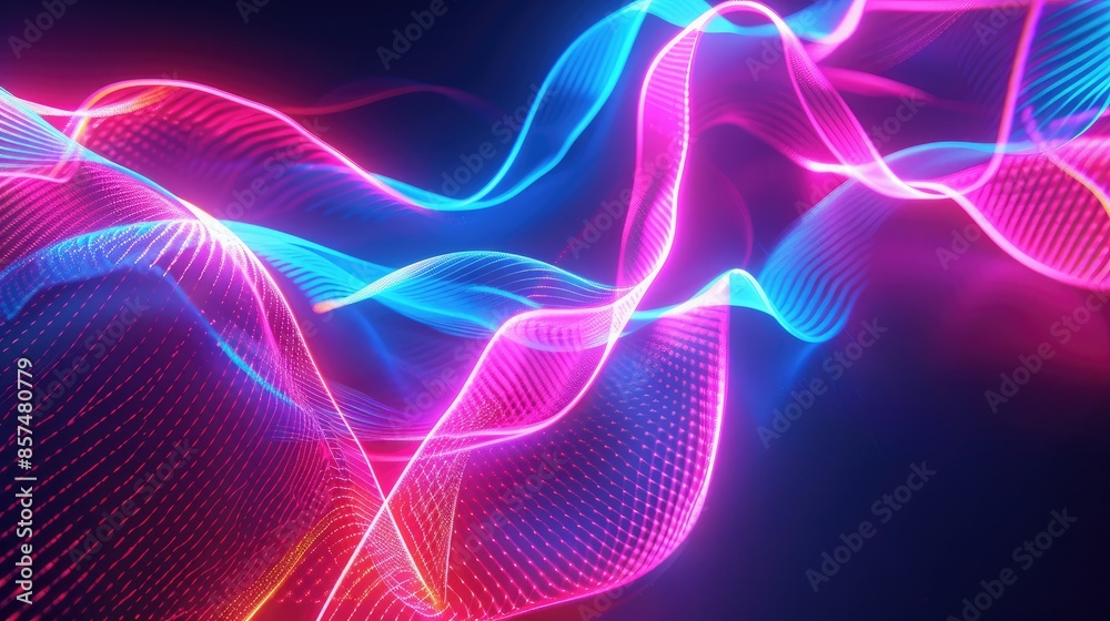 Fototapeta premium Abstract neon light background - Bright neon lights forming abstract shapes