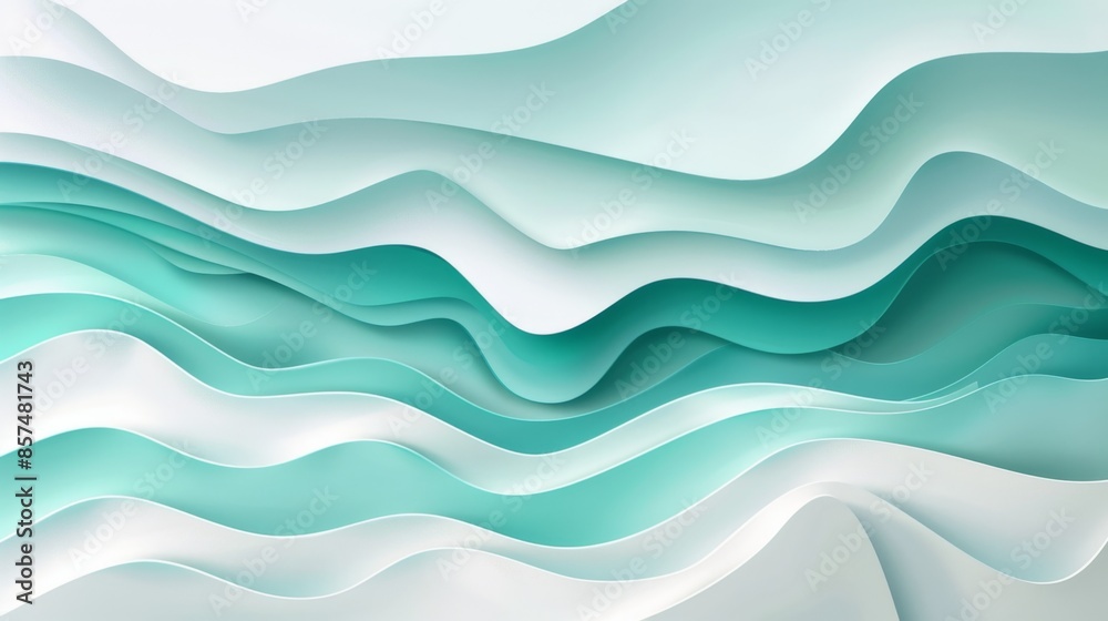 Fototapeta premium Abstract Turquoise and White Waves, Generative AI