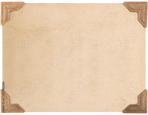 PNG Old photo card with corners isolated on transparent background. Retro style photo frame