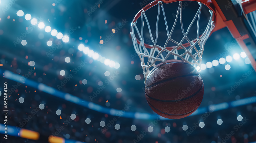 basketball ball in a stadium in the air - copyspace basketball ball in a stadium in the air - copyspace