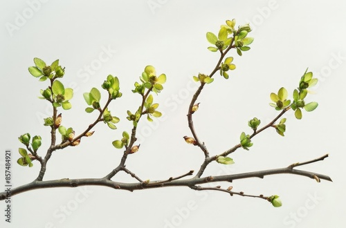 Springtime Tree Branch with Yellow Leaves