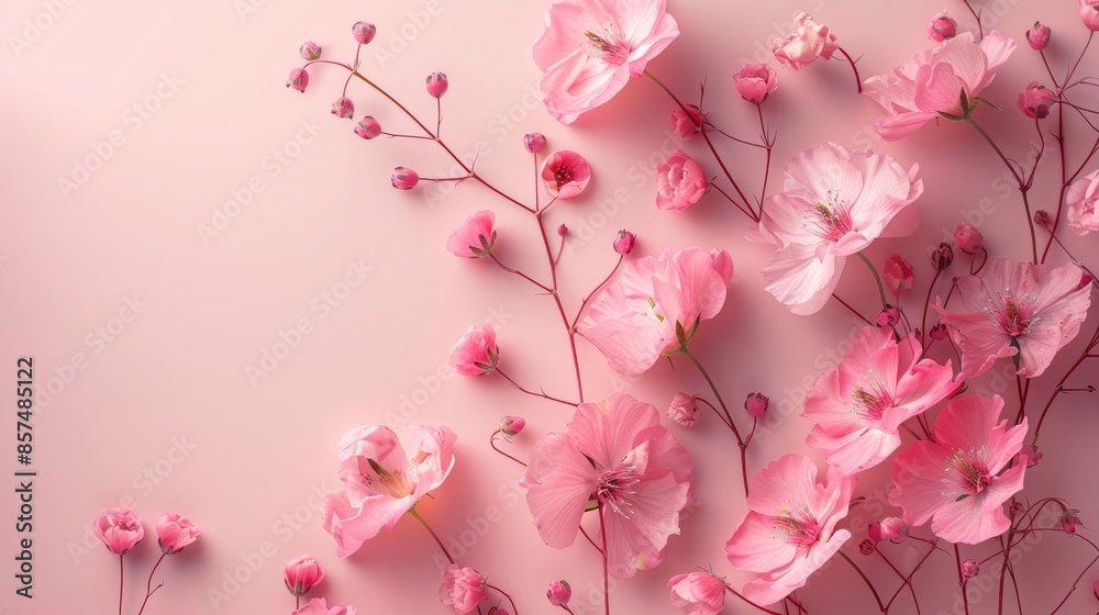 Fototapeta premium Delicate Floral Background for Cosmetics and Beauty Generative AI