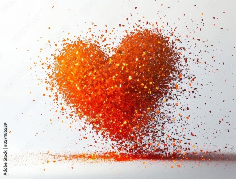 3D Heart Graphic With Red Confetti Effect 3D Heart Graphic With Red Confetti Effect