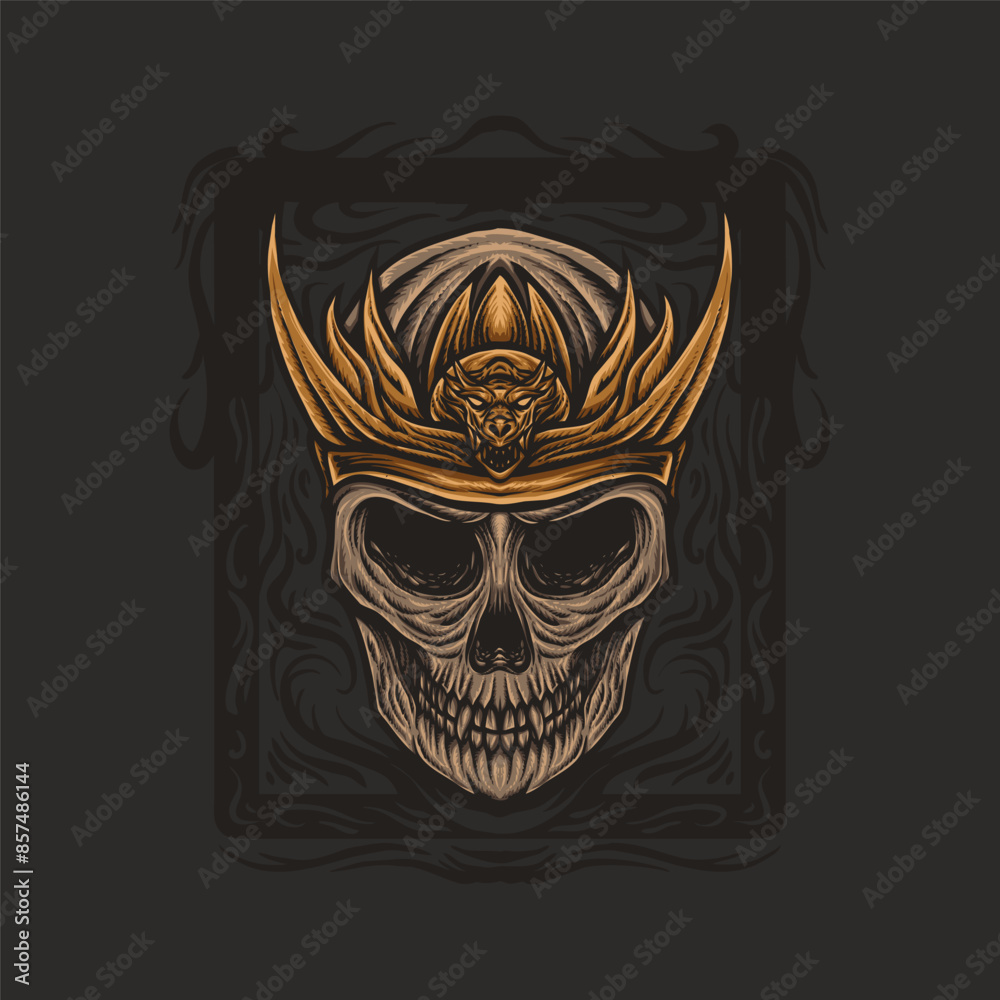 Skull head wearing a crown vector illustration Skull head wearing a crown vector illustration