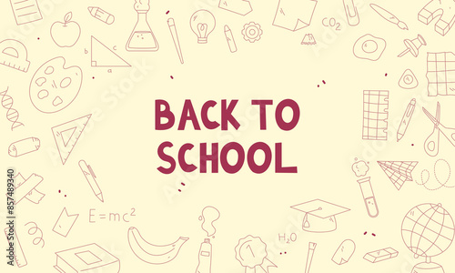 back to school doodle background. back to school banner. templates for the beginning of the school year