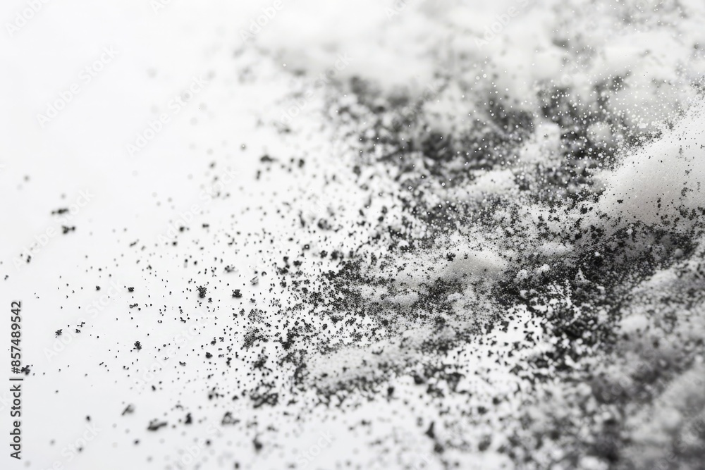 High-resolution Close-up of Black Ash or Soot on a Surface, Textured and Powdery Appearance High-resolution Close-up of Black Ash or Soot on a Surface, Textured and Powdery Appearance
