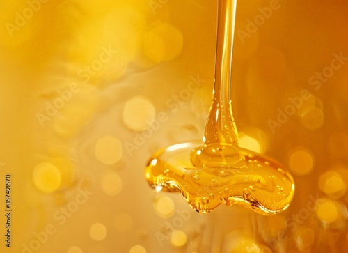 Close-up of Honey Drops with Blurred Background