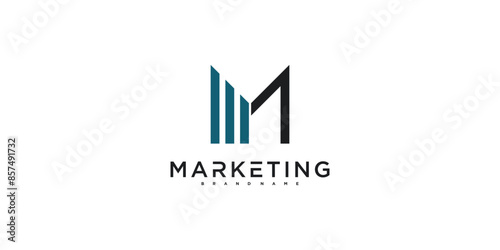 Initial M letter logo design. Marketing and Investment. Business and Marketing Logo. Premium Vector