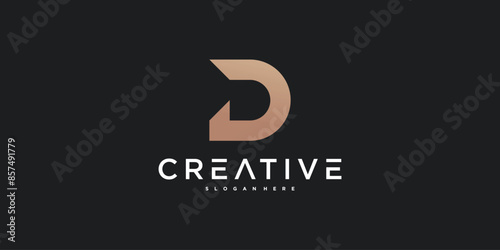 Initial D letter logo design with creative concapt. Premium Vector