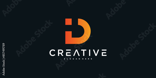Initial D letter logo design with creative concapt. Premium Vector