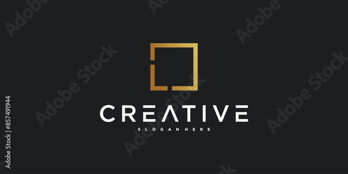 Initial L letter logo design with square lines. Premium Vector