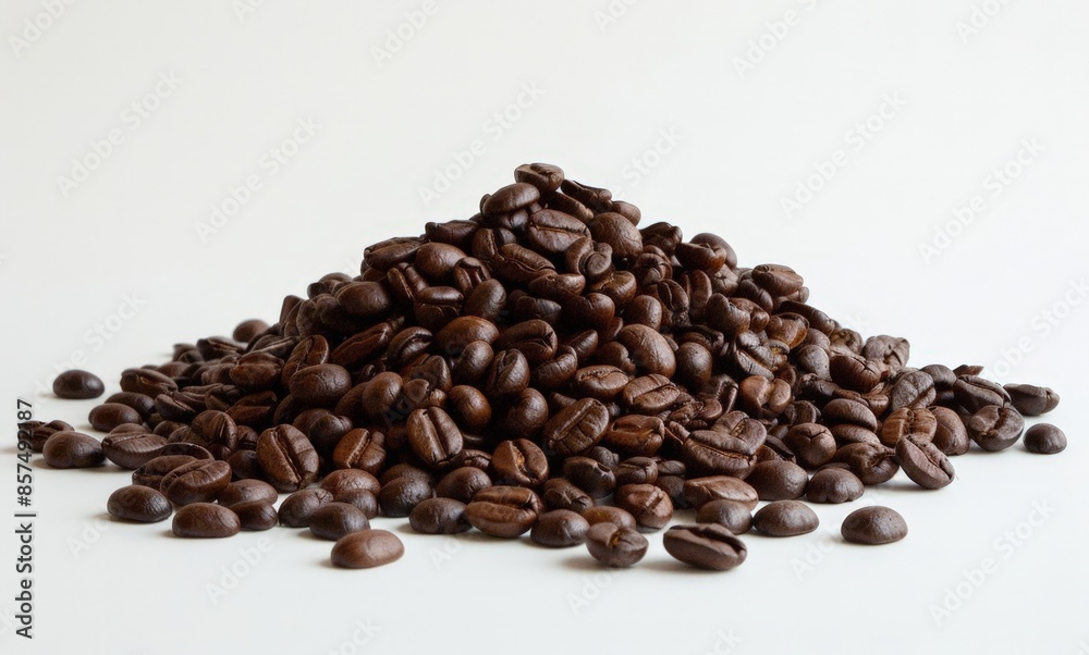 Naklejka premium Gourmet Coffee Beans Pile on Table