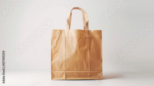 Kraft paper bag on white background for design mockup