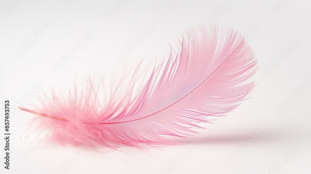 Pink Feather on White Background, Generative AI Pink Feather on White Background, Generative AI
