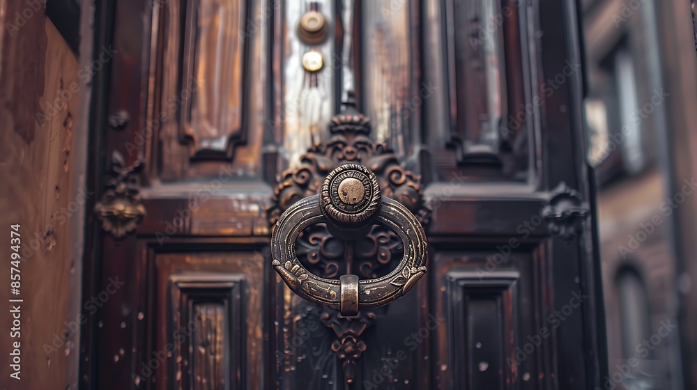 close-up of an elaborate door knocker on a heavy wooden door in an old European city, symbolizing the fine details that contribute to the character of historical districts close-up of an elaborate door knocker on a heavy wooden door in an old European city, symbolizing the fine details that contribute to the character of historical districts