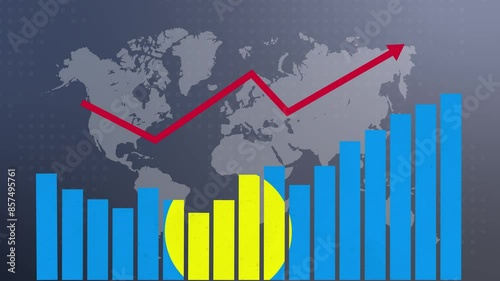 Palau bar chart graph with ups and downs, increasing values, concept of economic recovery and business improving, businesses reopen, politics conflicts, war concept with flag