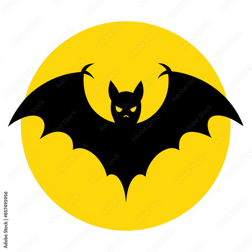 Striking Design Yellow Background with a Bold Black Bat Centerpiece Striking Design Yellow Background with a Bold Black Bat Centerpiece