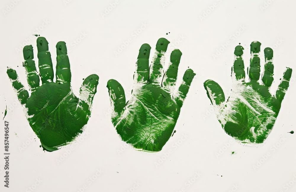 Handprints in Green Paint: Symbolizing Earth, Environment, or Eco-Friendly Initiatives Handprints in Green Paint: Symbolizing Earth, Environment, or Eco-Friendly Initiatives