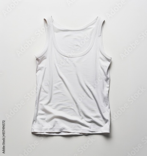 Plain White V-Neck Tank Top on Light Background