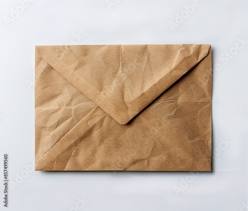 Handmade Envelope on Brown Paper, Folded and Ready for Mail photo
