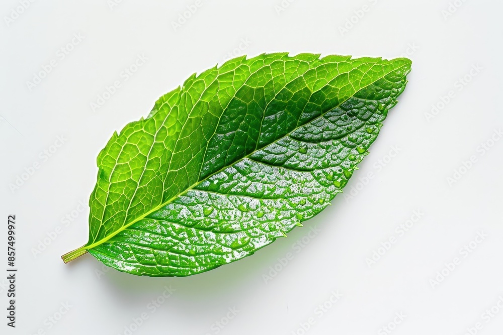 High-Resolution Fresh Basil Leaf on a White Background High-Resolution Fresh Basil Leaf on a White Background