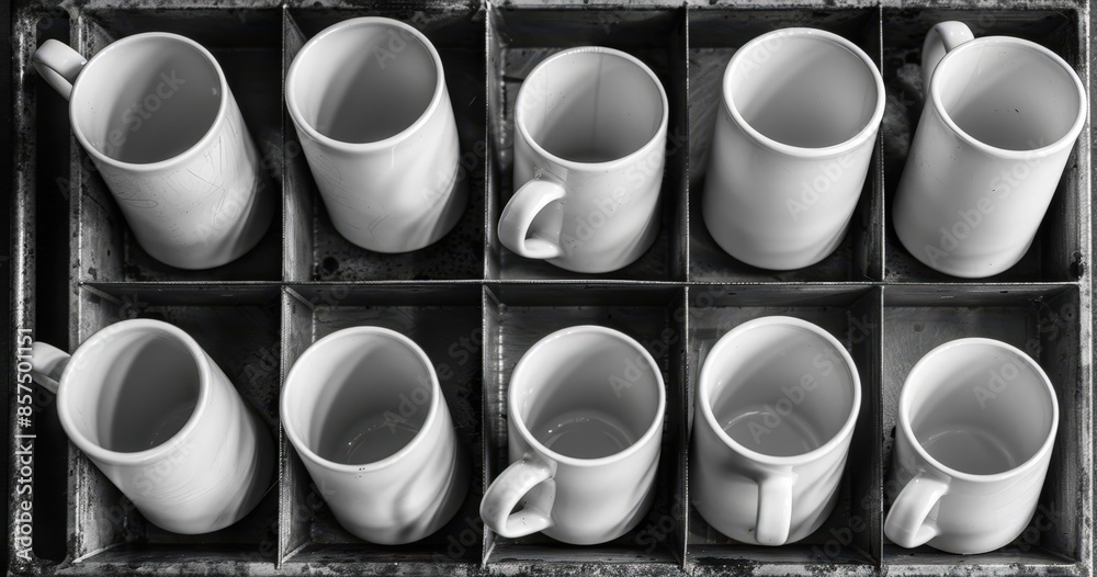 Organized Coffee Mugs in Tray