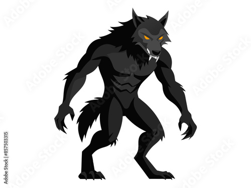 Cartoon werewolf isolated on a white background. Concept of Halloween character, mythical creature, monster, horror, fantasy, nightmare. Print, design element, illustration