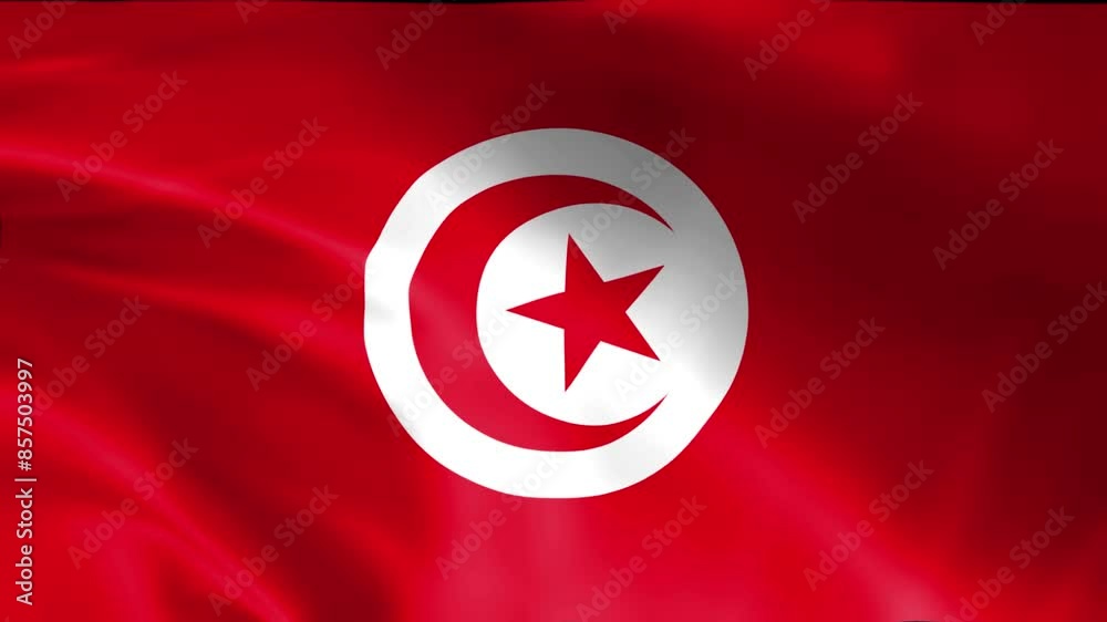 Animated waving national flag of Tunisia in high resolution.