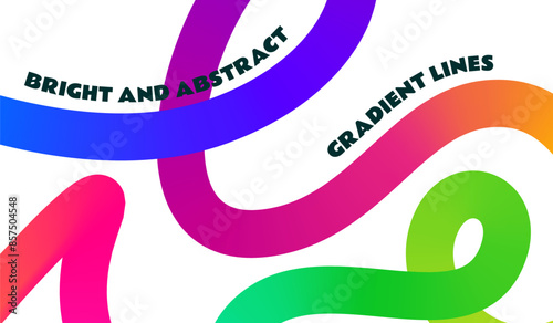 Abstract Background with 3D Gradient Lines. Squiggle Color Pattern. Colorful Vector Bg with Spiral Curve Shapes